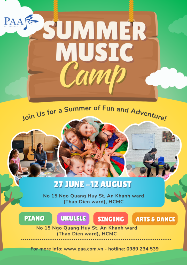 summer music camp music camp for kids summer camp Ho Chi Minh City summer camp HCMC kids music classes summer piano lessons for kids summer ukulele classes for kids singing classes for children creative summer camp Vietnam arts and music camp for kids